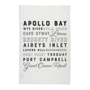 Tea Towel Organic Cotton White GOR Place Names