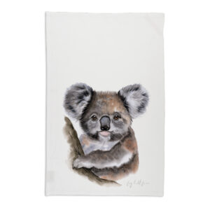 Tea Towel Organic Cotton White Fig Hill Farm Kev Koala