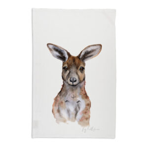 Tea Towel Organic Cotton White Fig Hill Farm Kaia Kangaroo