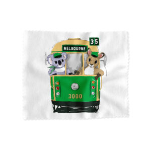 Lens Cloth Green Tram with Animals Melbourne