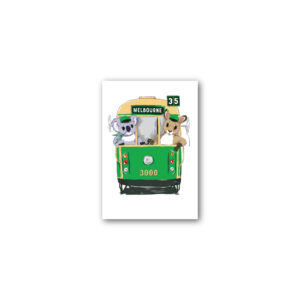 Magnet Gallery Standard Green Tram with Animals Melbourne