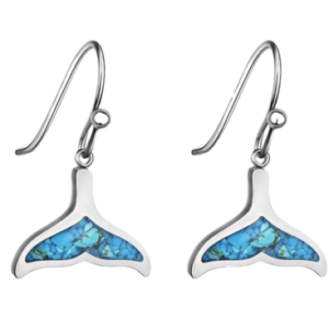 Earrings Drop Sterling Silver Whale Tail