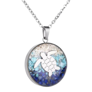 Necklace Round Sterling Silver Turtle