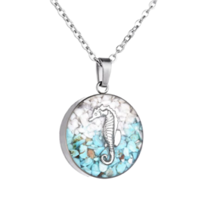 Necklace Round Sterling Silver Seahorse