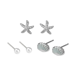 Earrings Set 3 Starfish, Shell, Pearl
