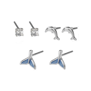 Earrings Set 3 Diamonte, Dolphin, Whale