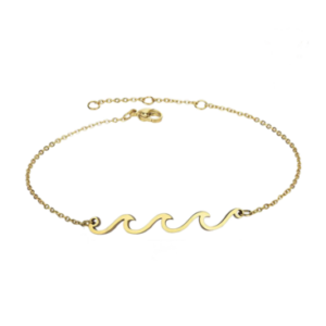 Anklet Sterling Silver Gold Wave