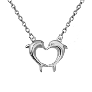 Necklace Sterling Silver Dolphin Heart