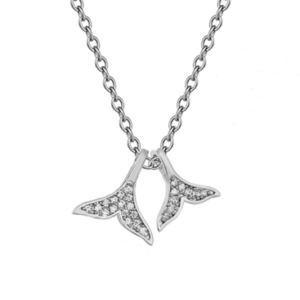 Necklace Sterling Silver Diamonte Whale Tails