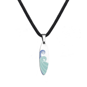 Necklace Cord Sterling Silver Surfboard Wave