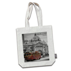 Tote Bag Cotton Melbourne B&W Red Tram