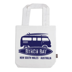 Tote Bag Organic Cotton White Byron Bay Kombi Navy