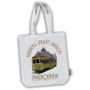 Tote Bag Cotton Melbourne Flinders Street Station Retro