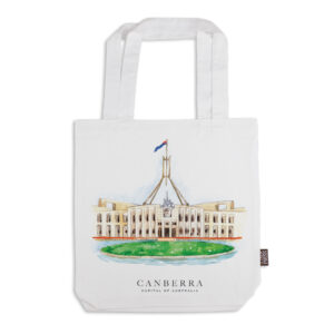 Tote Bag Organic Cotton White Parliament House Canberra Capital of Australia