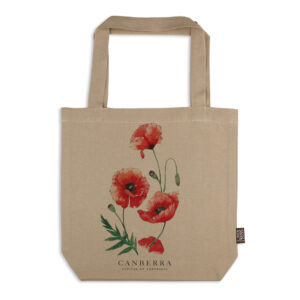 Tote Bag Organic Cotton Beige Poppies Canberra Capital of Australia