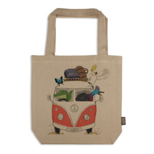 Tote Bag Organic Cotton Beige Kombi FNQ with Animals Red Cairns