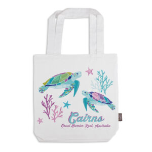 Tote Bag Organic Cotton White Sea Turtles Cairns