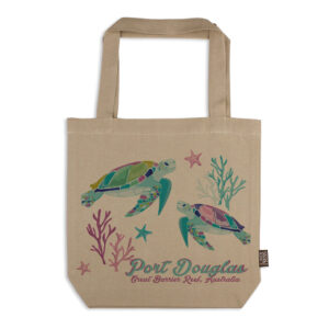 Tote Bag Organic Cotton Beige Sea Turtles Port Douglas