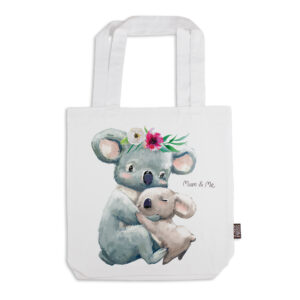 Tote Bag Organic Cotton White Koala Hug Mum & Me