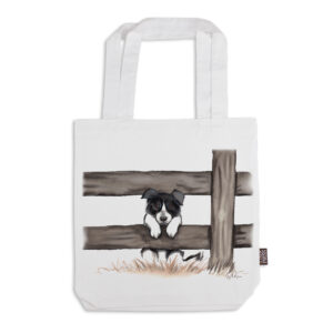 Tote Bag Organic Cotton White Fig Hill Farm Curious Collie