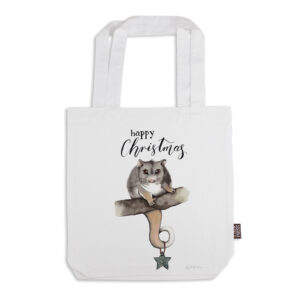 Tote Bag Organic Cotton White Fig Hill Farm Christmas Possum Star