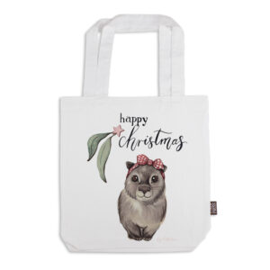 Tote Bag Organic Cotton White Fig Hill Farm Christmas Wombat