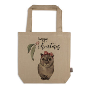 Tote Bag Organic Cotton Beige Fig Hill Farm Christmas Wombat