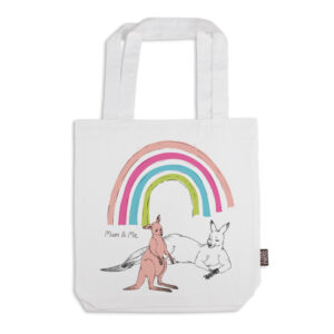 Tote Bag Organic Cotton White Mother's Day Kangaroos Mum & Me
