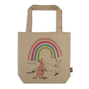 Tote Bag Organic Cotton Beige Mother's Day Kangaroos Mum & Me
