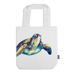Tote Bag Organic Cotton White Deborah Broughton Turtle