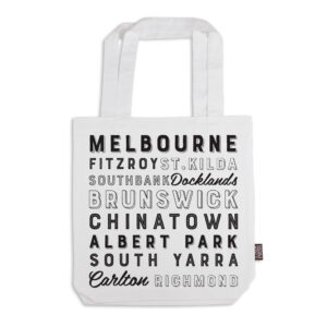 Tote Bag Organic Cotton White Melbourne Words