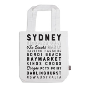 Tote Bag Organic Cotton White Sydney Typography