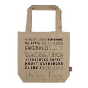 Tote Bag Organic Cotton Beige Dandenong Ranges Typography