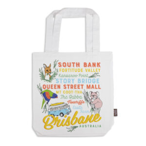 Tote Bag Organic Cotton White Brisbane Words