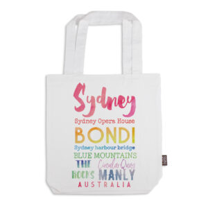 Tote Bag Organic Cotton White Sydney Watercolour Words