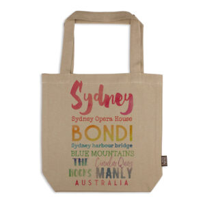 Tote Bag Organic Cotton Beige Sydney Watercolour Words