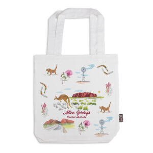 Tote Bag Organic Cotton White Alice Springs Icons