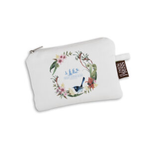 Purse Organic Cotton White Floral Wren Great Ocean Road