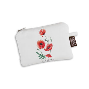 Purse Organic Cotton White Poppies Canberra Capital of Australia