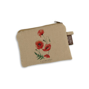 Purse Organic Cotton Beige Poppies Canberra Capital of Australia