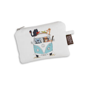 Purse Organic Cotton White Kombi with Animals Blue Perth WA