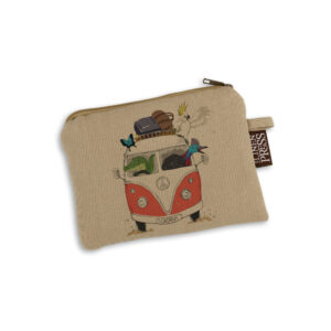 Purse Organic Cotton Beige Kombi FNQ with Animals Red Cairns
