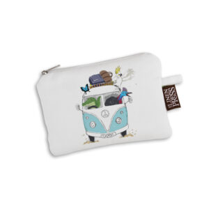 Purse Organic Cotton White Kombi FNQ with Animals Blue Cairns