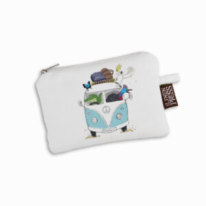 Purse Organic Cotton White Kombi FNQ with Animals Blue Townsville