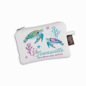 Purse Organic Cotton White Sea Turtles Magnetic Island