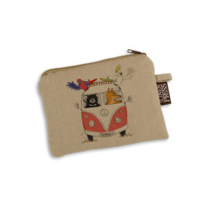 Purse Organic Cotton Beige Kombi with Tasmanian Animals Tasmania Red