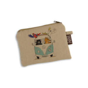 Purse Organic Cotton Beige Kombi with Tasmanian Animals Tasmania Blue