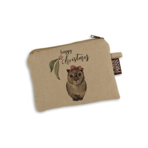 Purse Organic Cotton Beige Fig Hill Farm Christmas Wombat