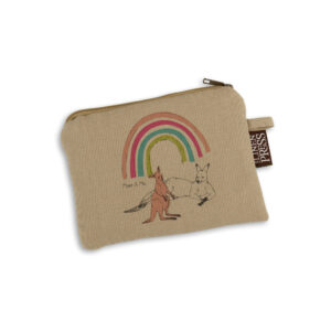 Purse Organic Cotton Beige Mother's Day Kangaroos Mum & Me