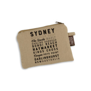 Purse Organic Cotton Beige Sydney Typography